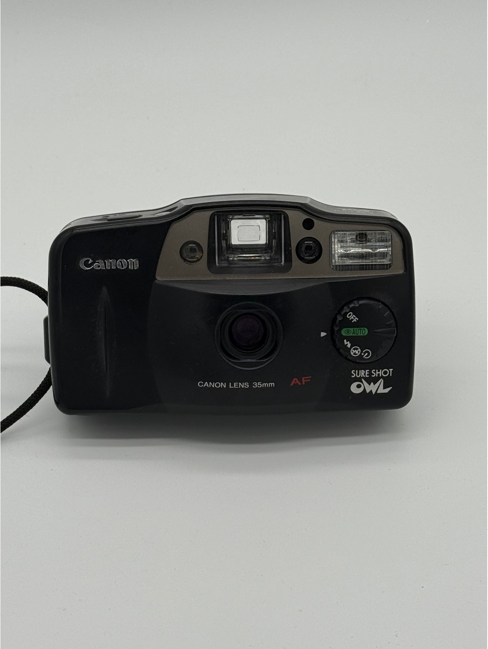 Canon Sure Shot Owl 35mm Point & Shoot Film Camera Black AF Big Finder TESTED